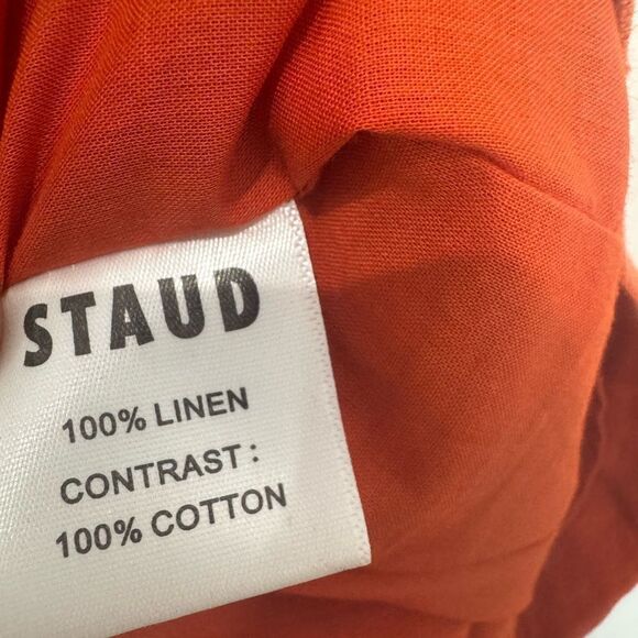 Staud Epona Cut-Out Linen Mini Dress in Burnt Orange - Picture 10 of 10